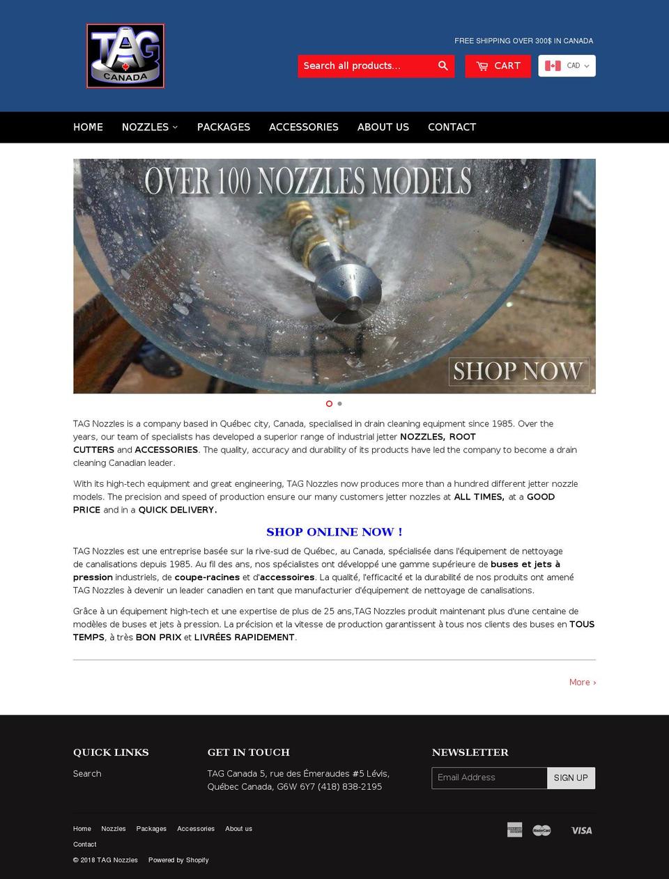 tagnozzles.com shopify website screenshot