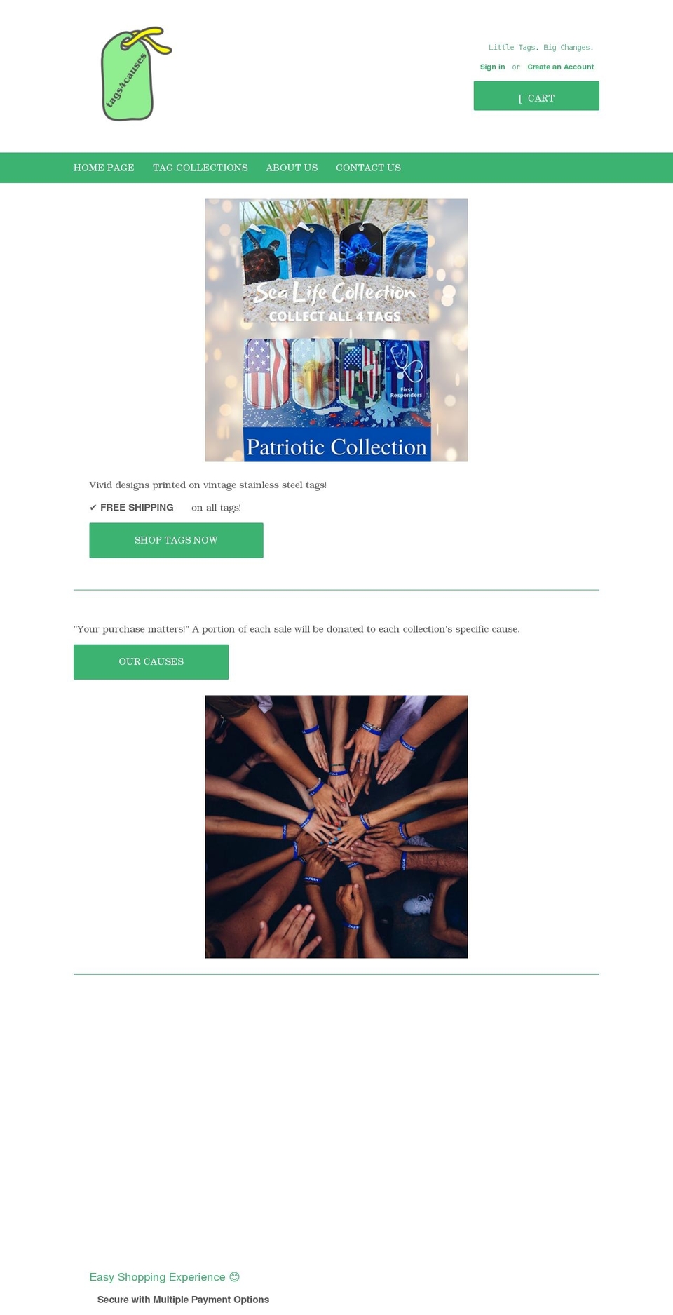 tags4causes.com shopify website screenshot