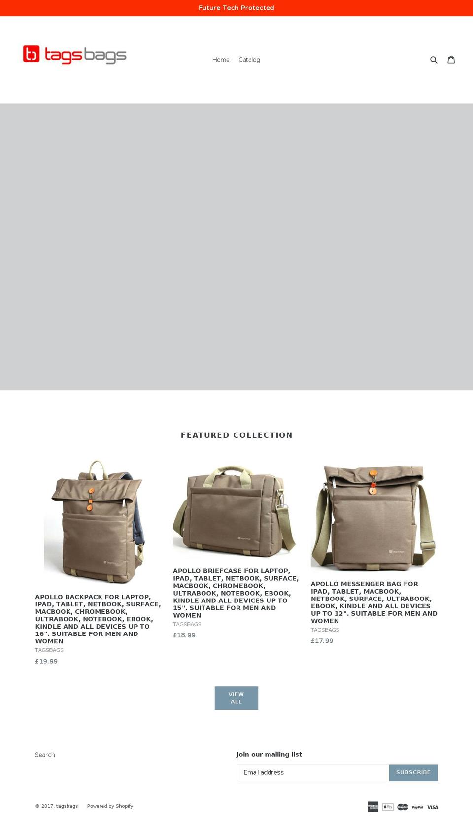 tagsbags.com shopify website screenshot