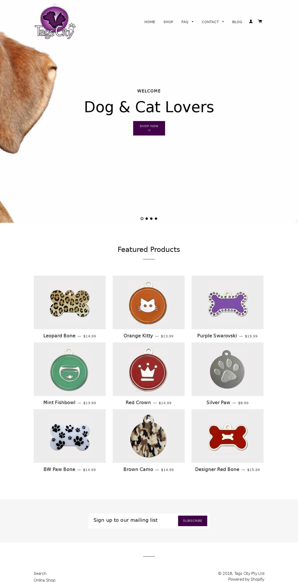tagscity.com — Shopify storefront screenshot