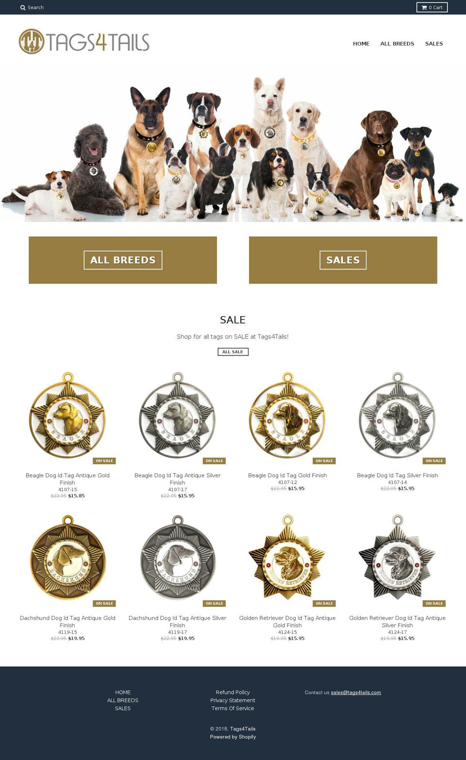 tagsfortails.com — Shopify storefront screenshot