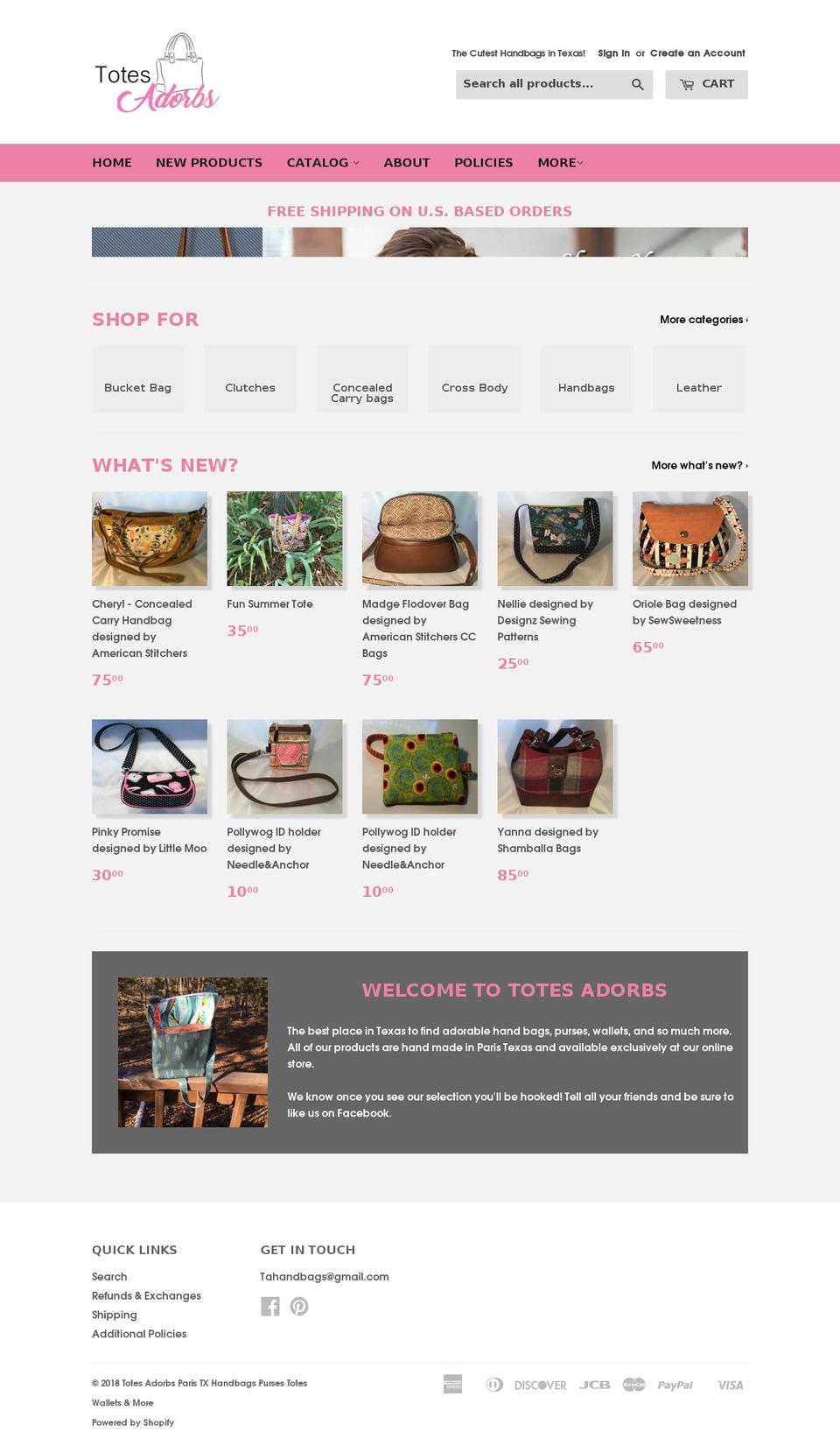 tahandbags.com shopify website screenshot