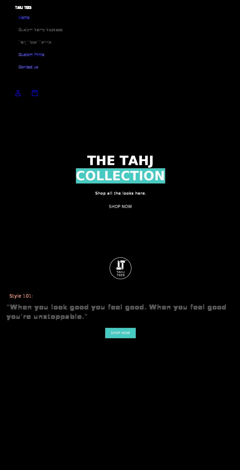 tahjtees.myshopify.com shopify website screenshot
