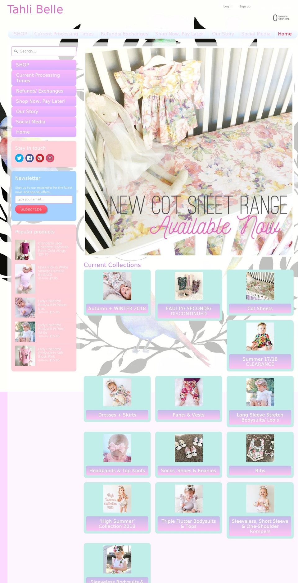 tahlibelle.net shopify website screenshot