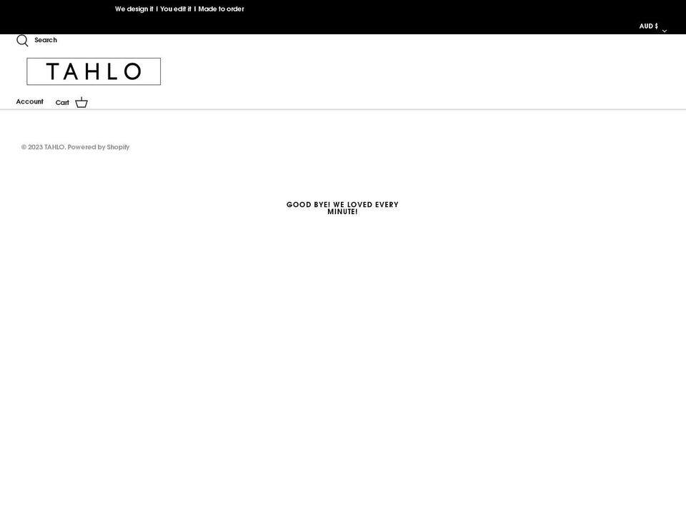 tahlo.com.au shopify website screenshot
