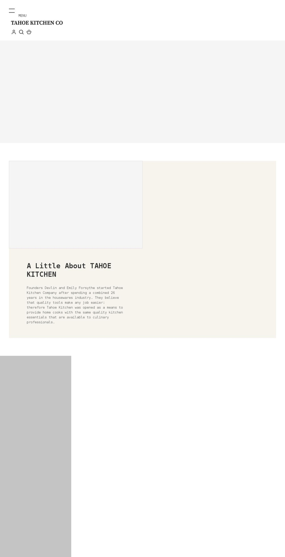 tahoekitchencompany.com shopify website screenshot