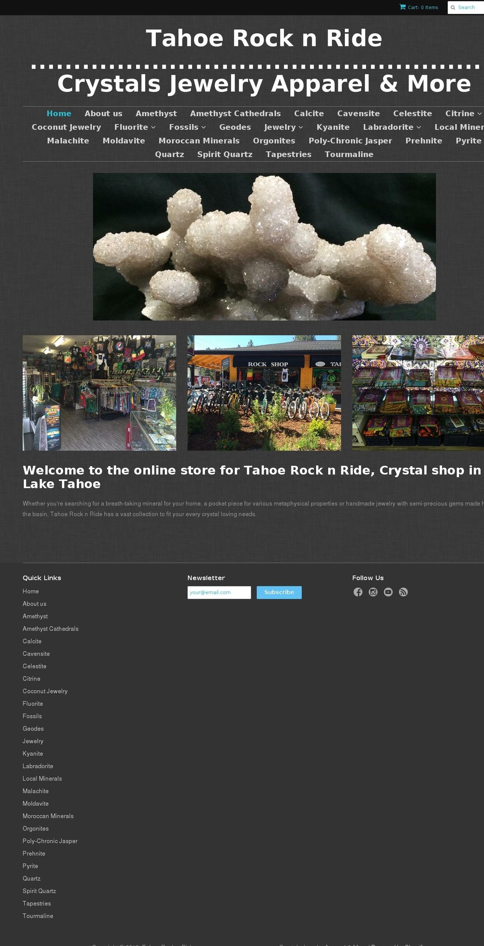 tahoerocknride.com shopify website screenshot