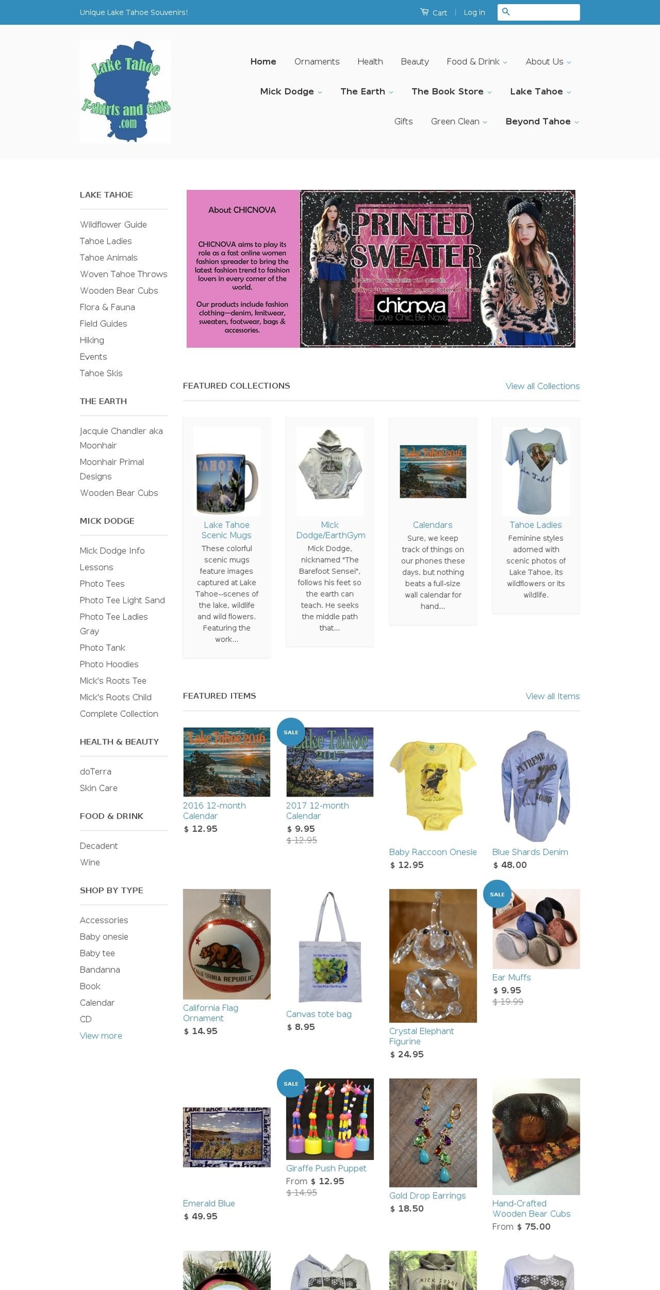 tahoetshirtsandgifts.com shopify website screenshot