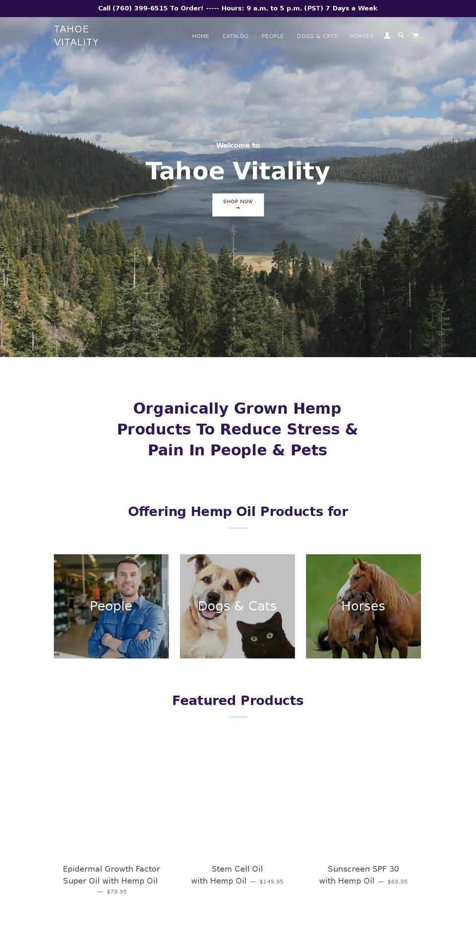 tahoevitality.com — Shopify storefront screenshot