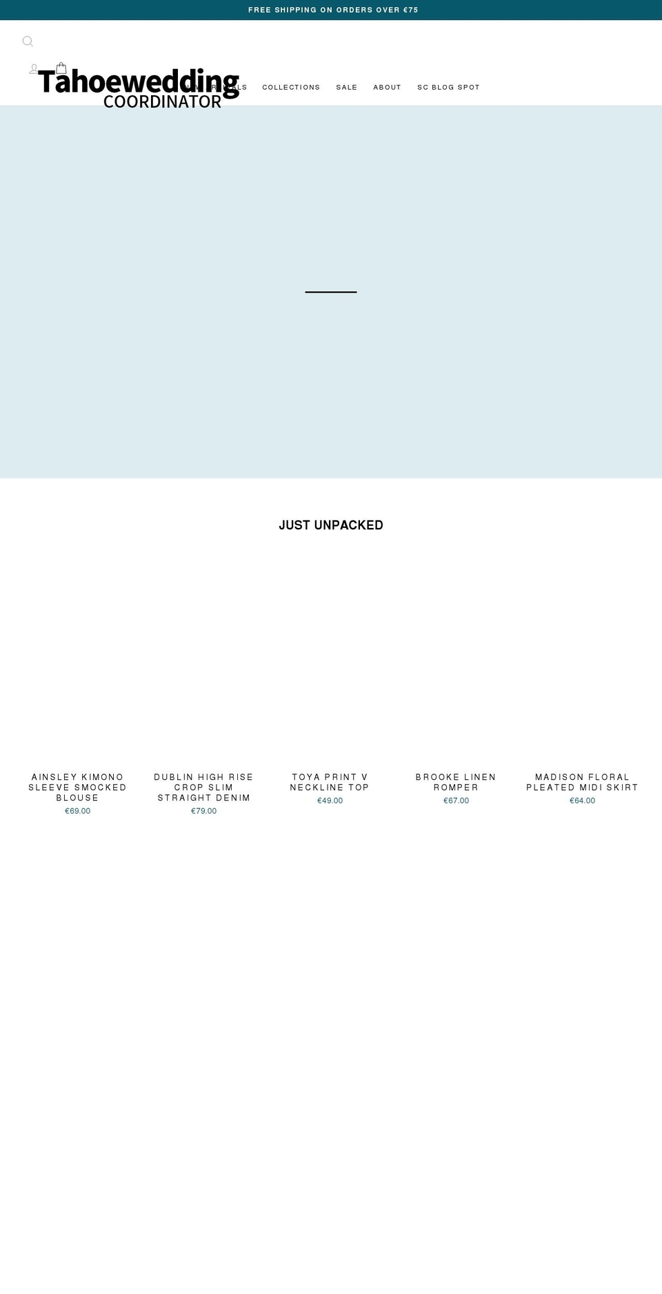 tahoeweddingcoordinator.com shopify website screenshot