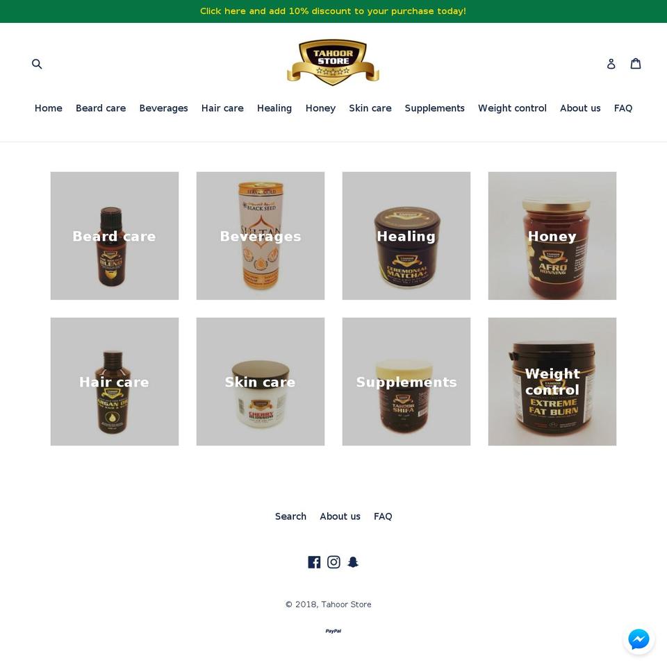 tahoor.no shopify website screenshot