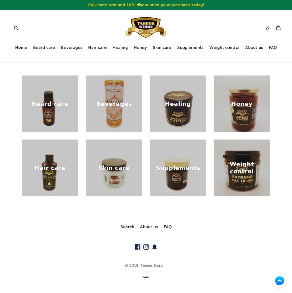 tahoornutrients.com — Shopify storefront screenshot