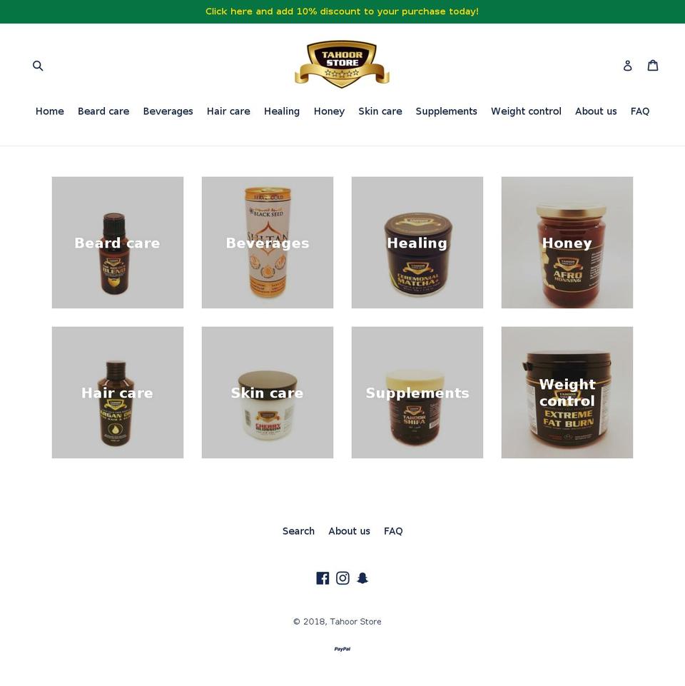 tahoorprojects.com — Shopify storefront screenshot