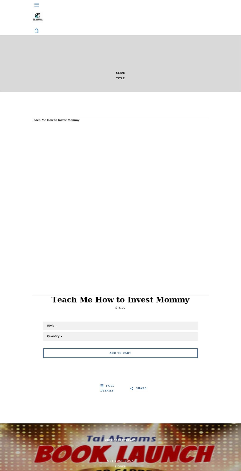 taiabrams.com shopify website screenshot
