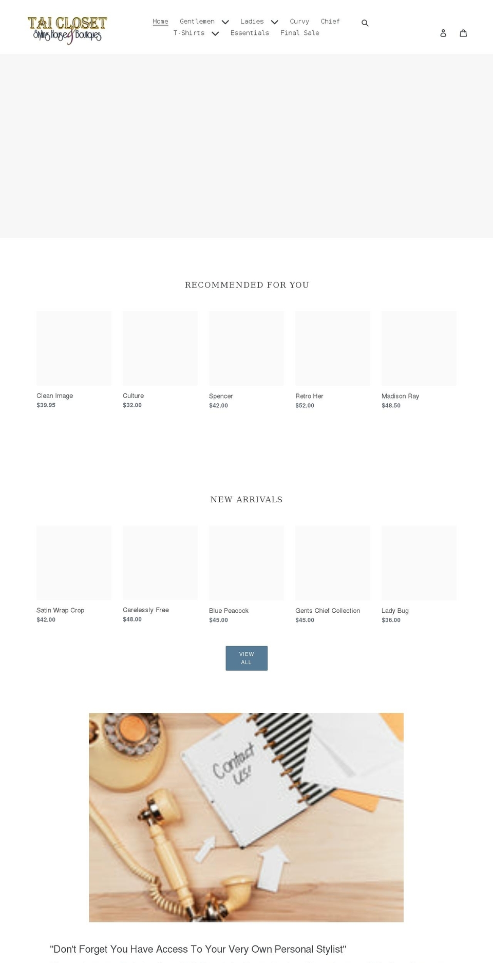 taicloset.com shopify website screenshot