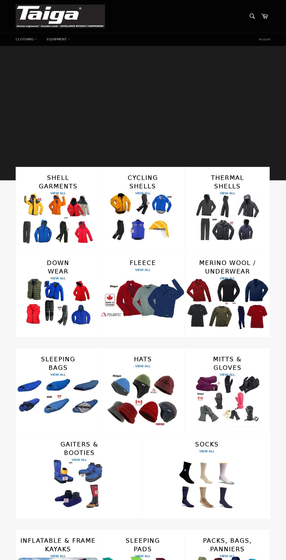 taigaworks.com shopify website screenshot