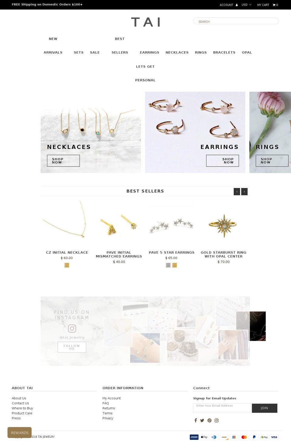 taijewelry.com shopify website screenshot