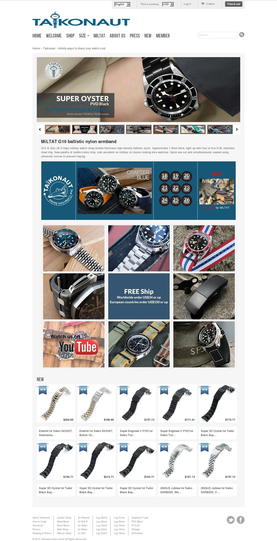 taikonaut-watch-band.myshopify.com shopify website screenshot
