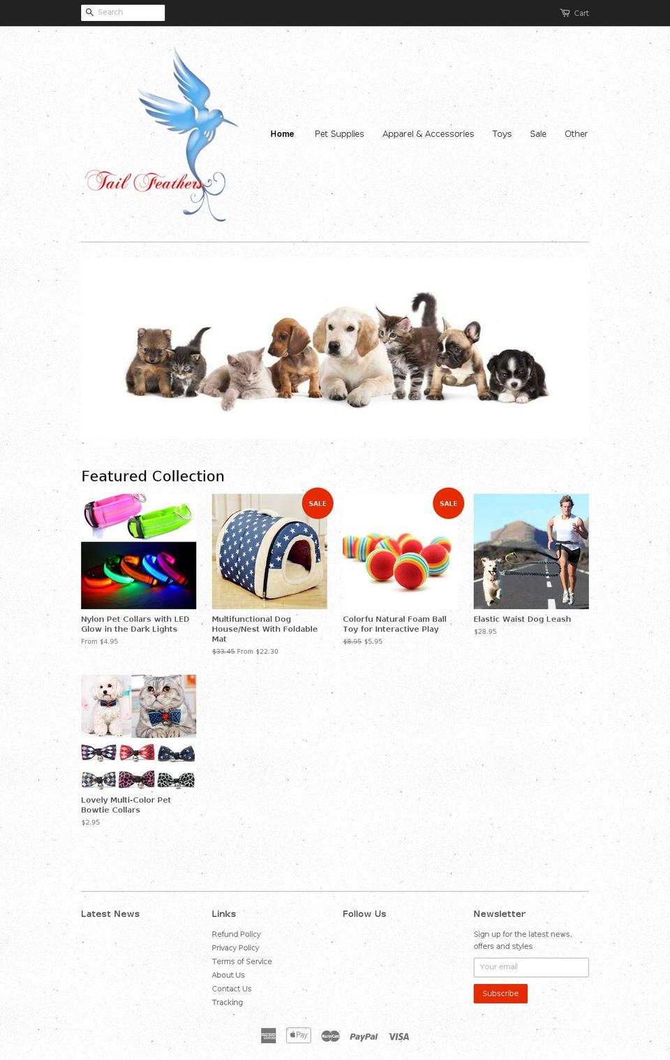 tail-feathers.com — Shopify storefront screenshot