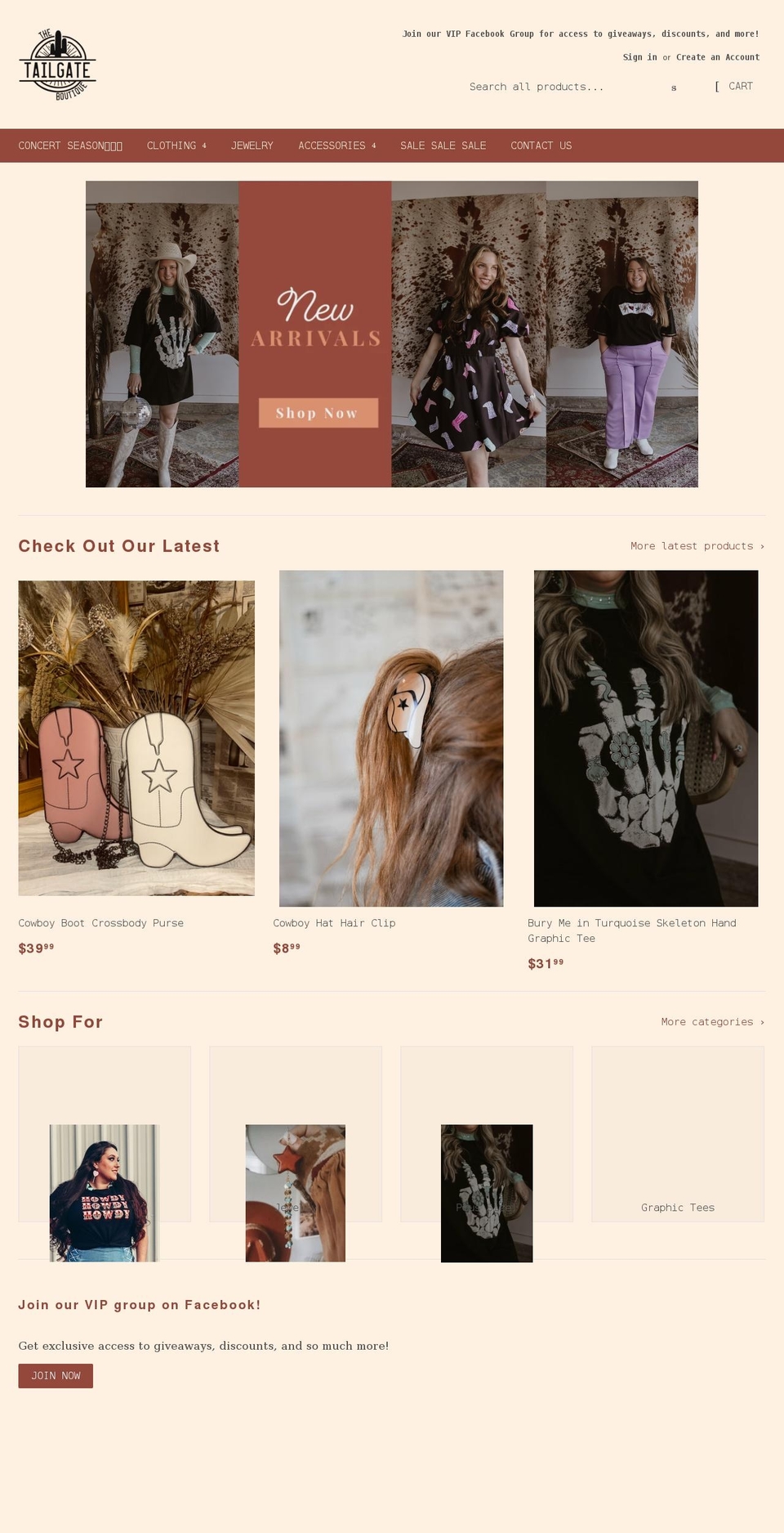 tailgateboutique.com shopify website screenshot