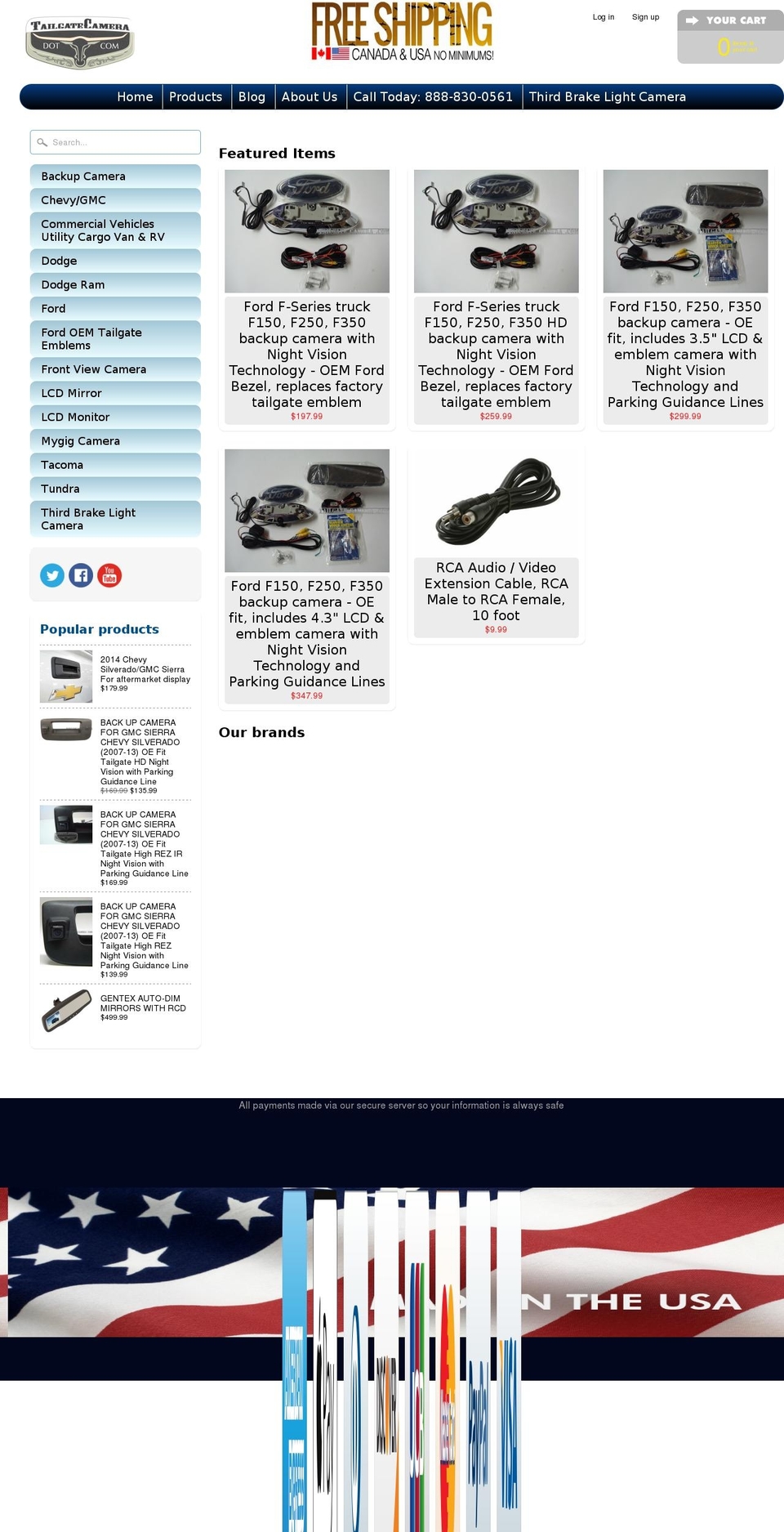 tailgatecamera.com shopify website screenshot