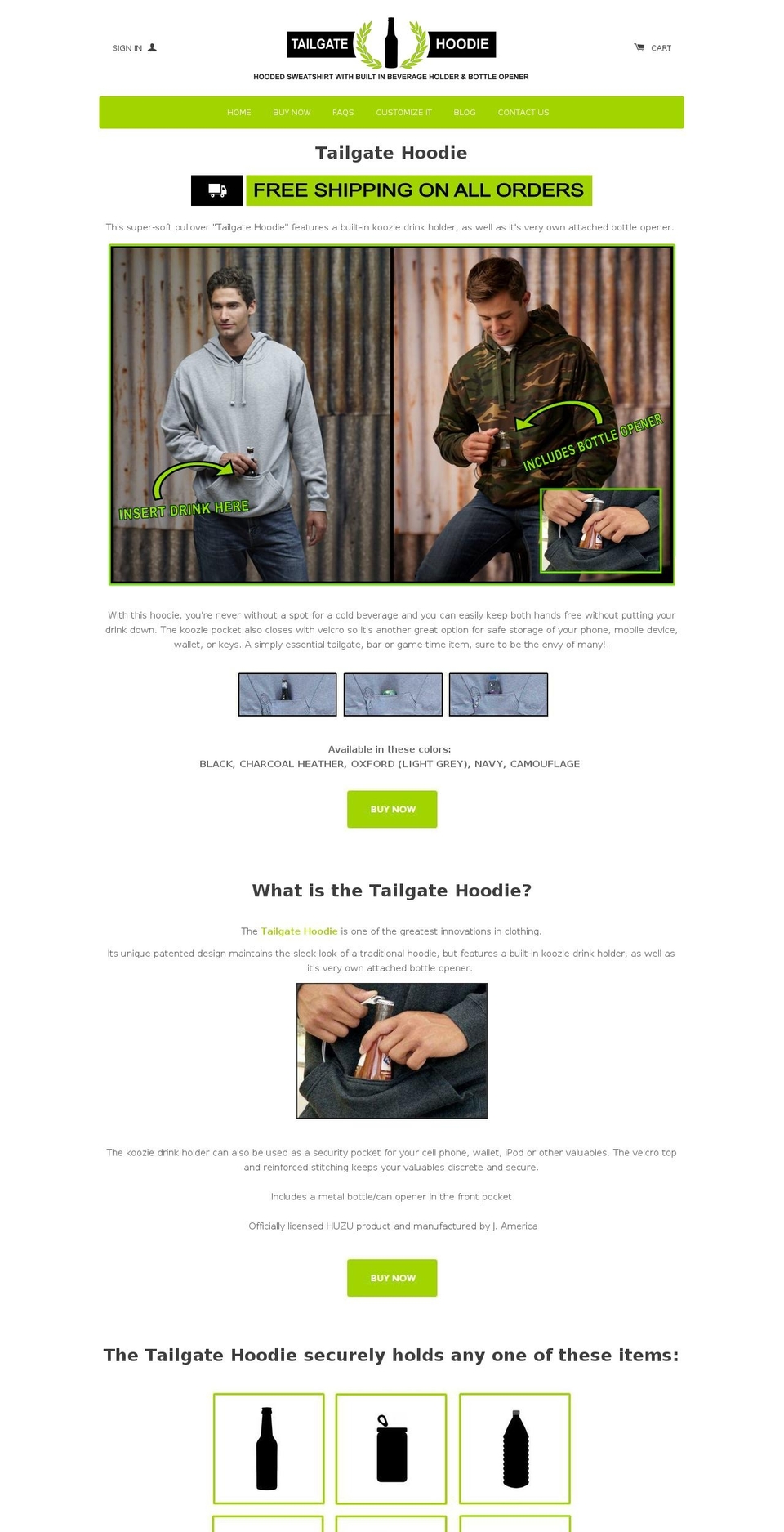 tailgatehoodie.com shopify website screenshot