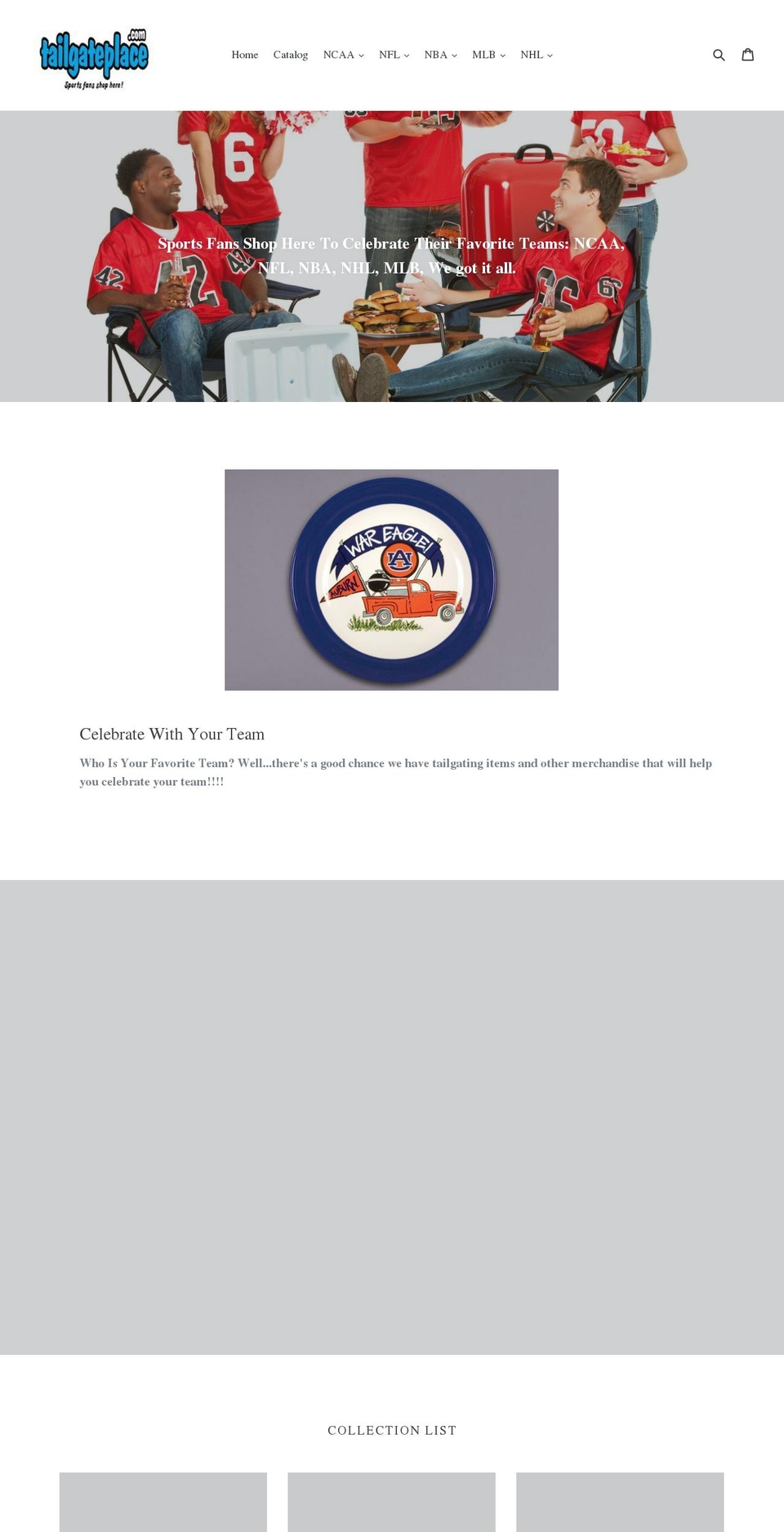 tailgateplace.com — Shopify storefront screenshot