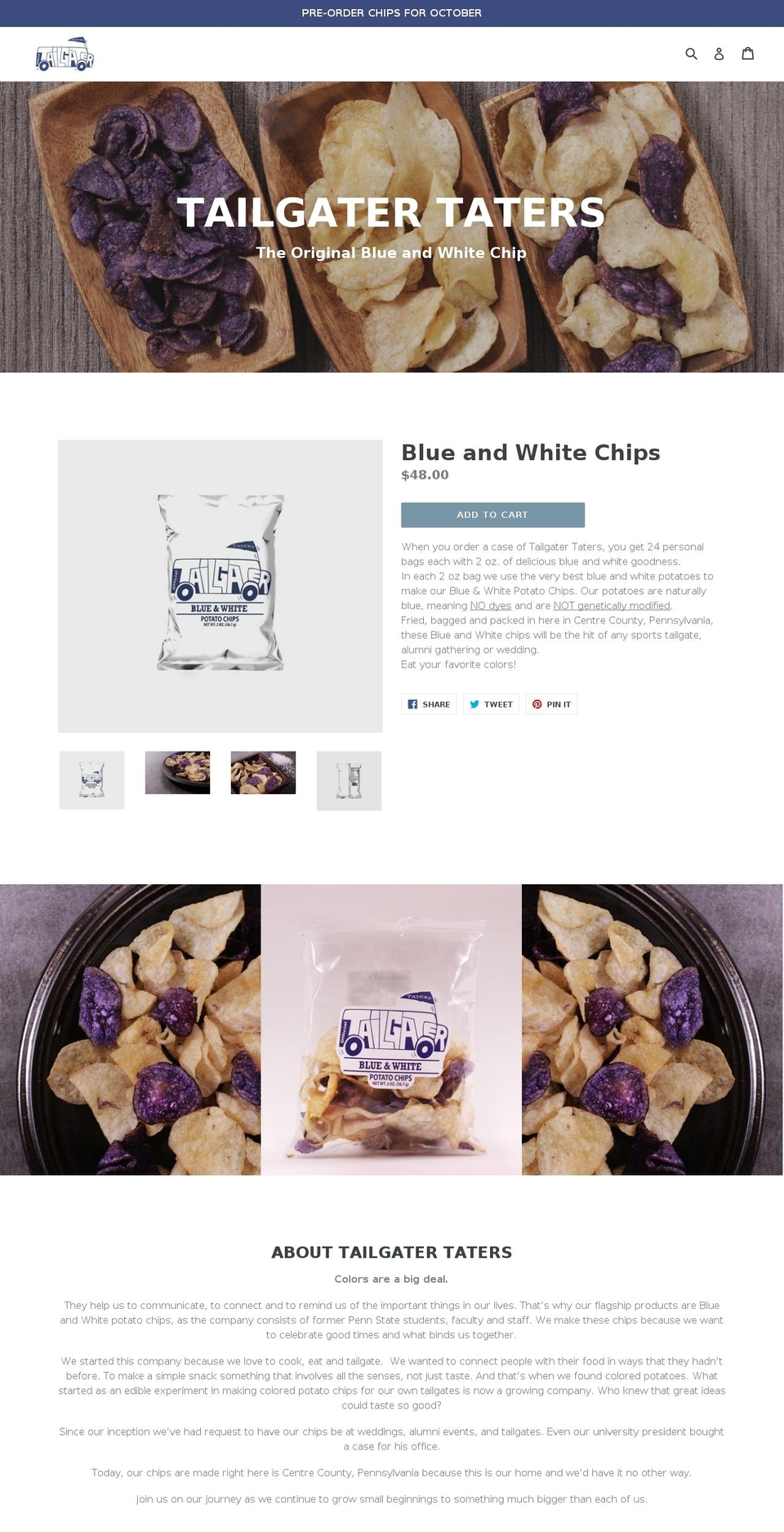 tailgatertaters.com — Shopify storefront screenshot