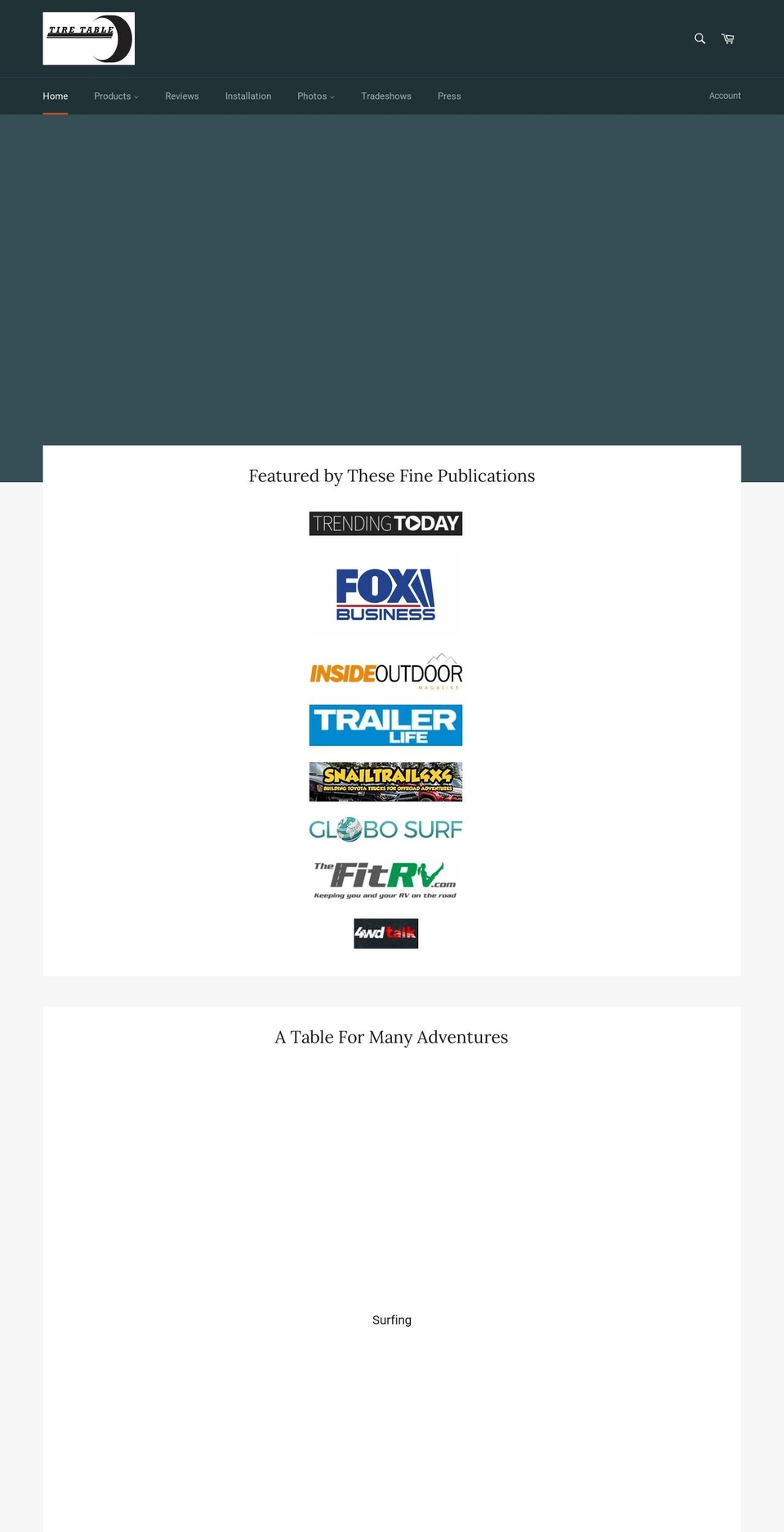 tailgatertiretable.com shopify website screenshot