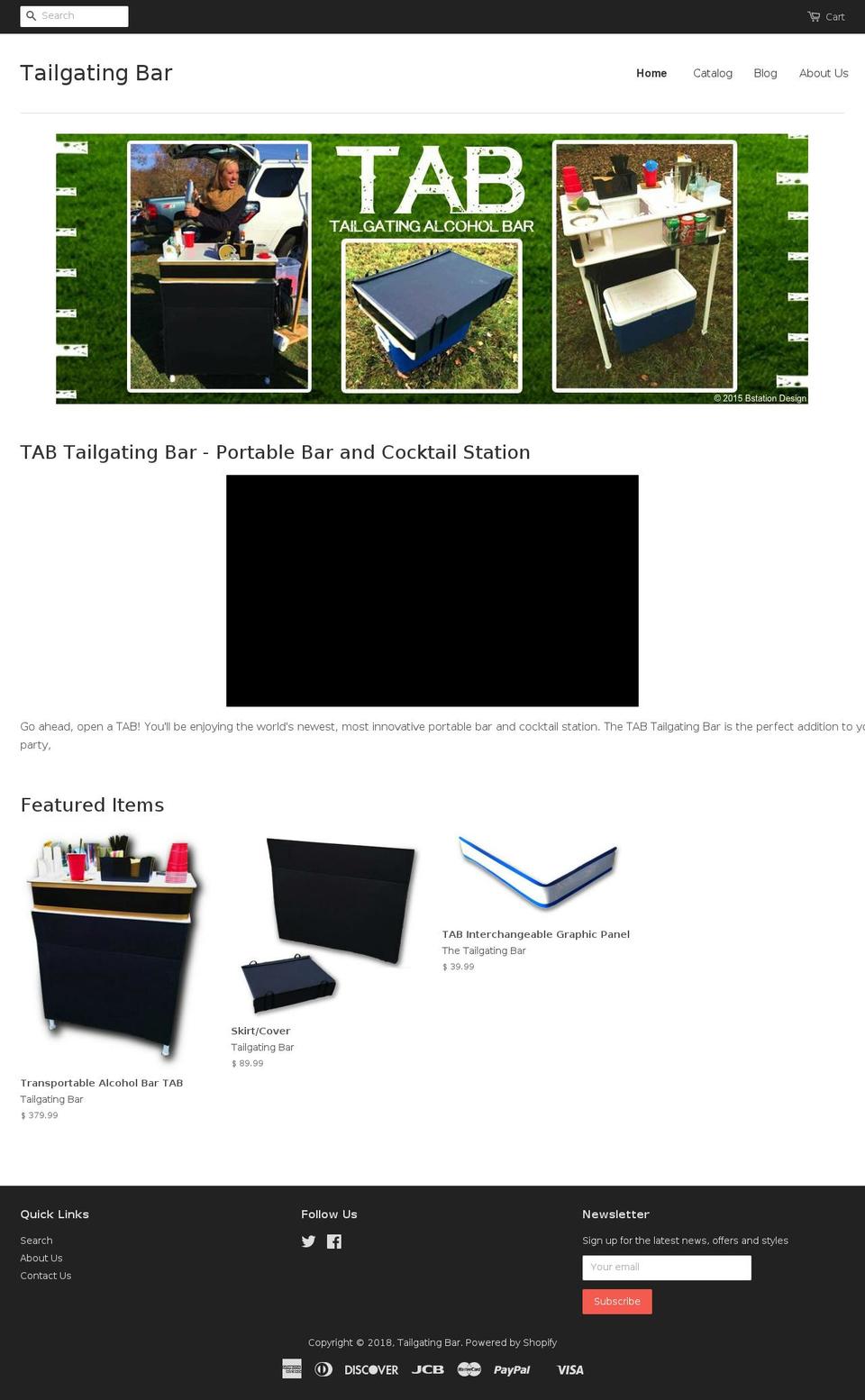 tailgatingbar.com shopify website screenshot