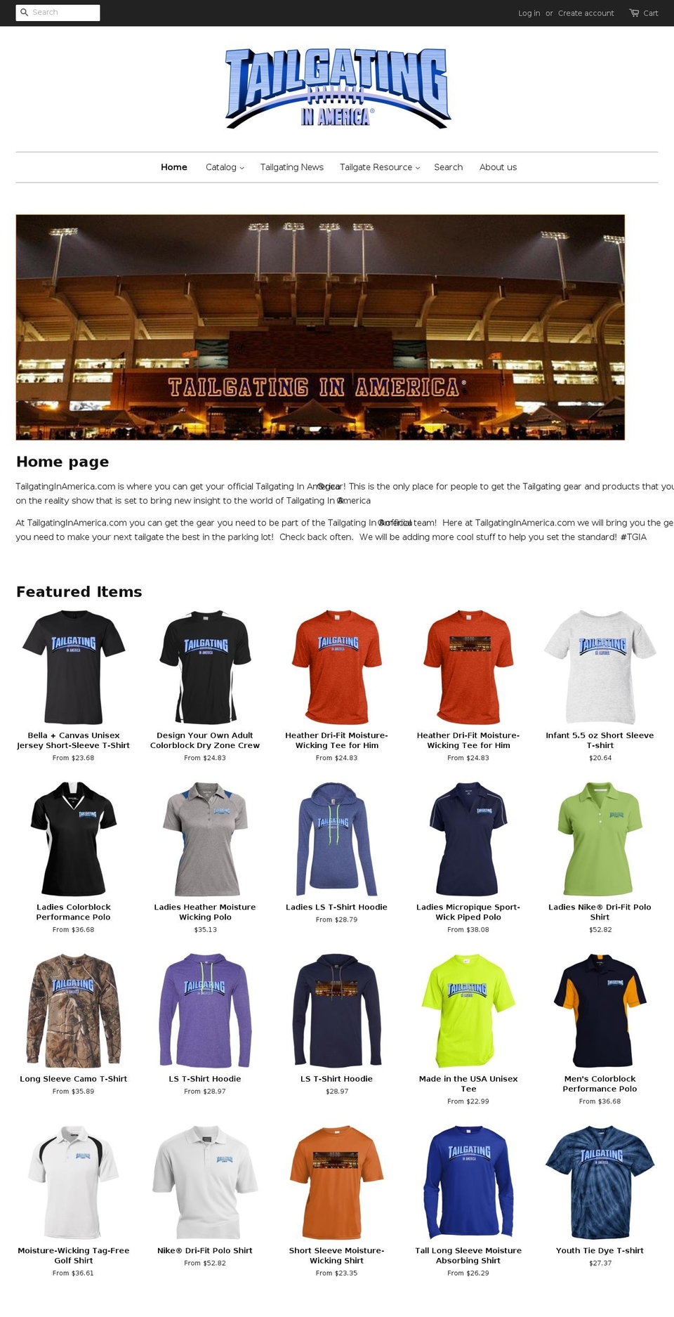tailgatinginamerica.com shopify website screenshot