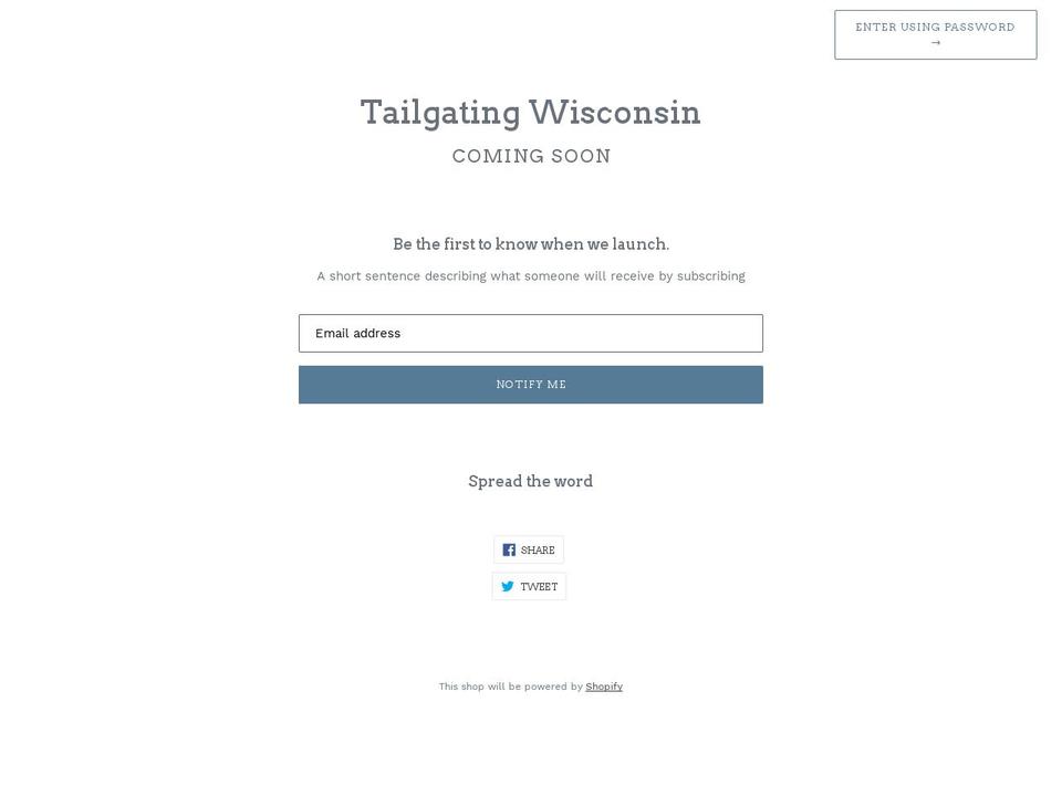 tailgatingwisconsin.com — Shopify storefront screenshot