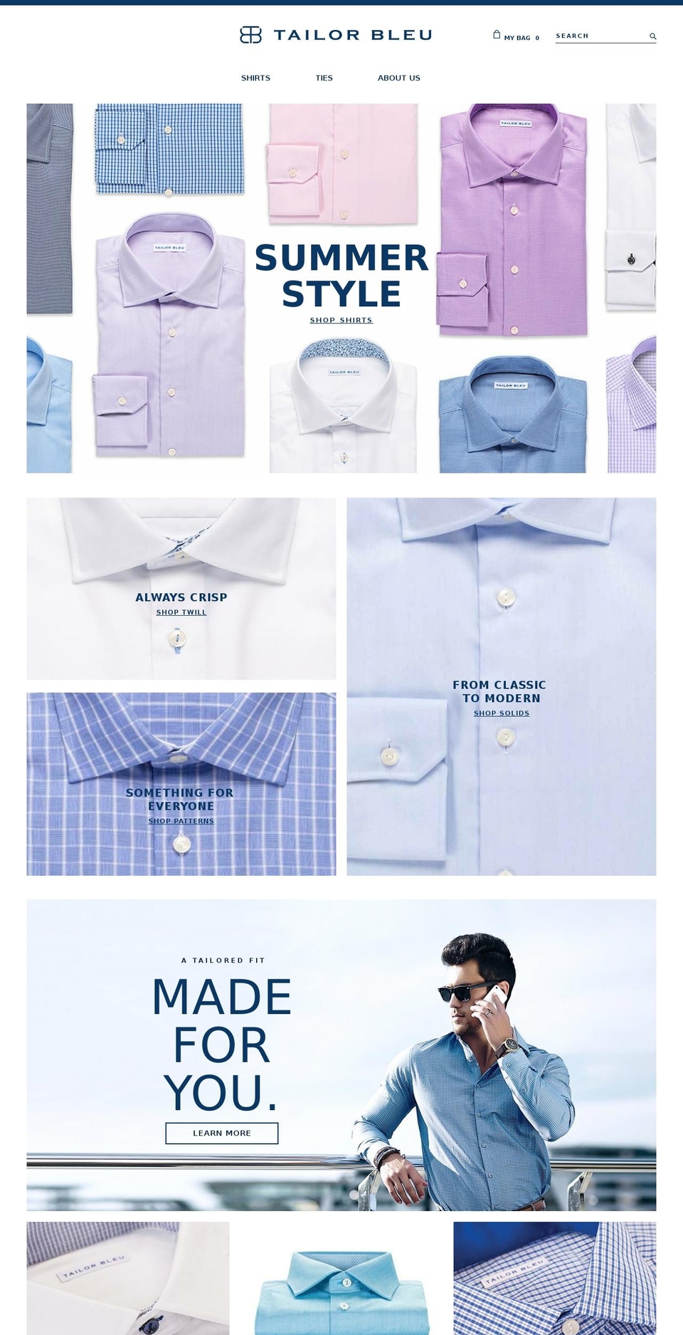 tailorbleu.com shopify website screenshot