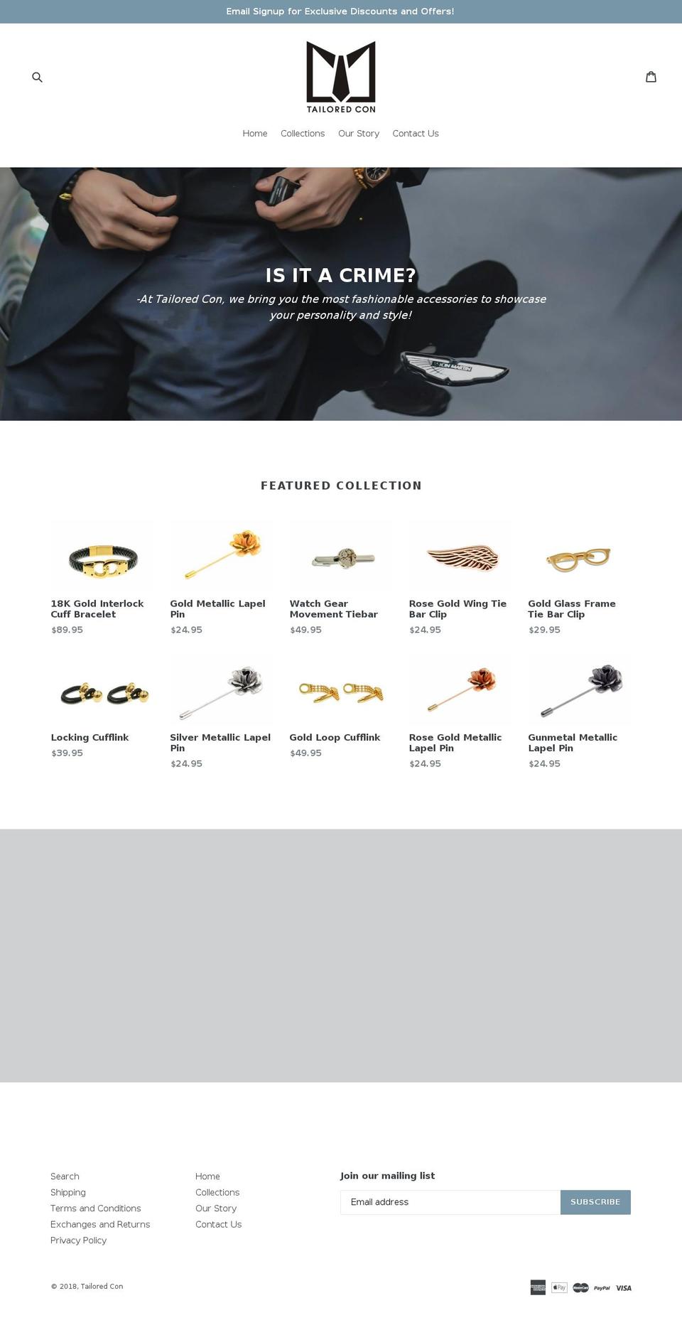 tailoredcon.com — Shopify storefront screenshot