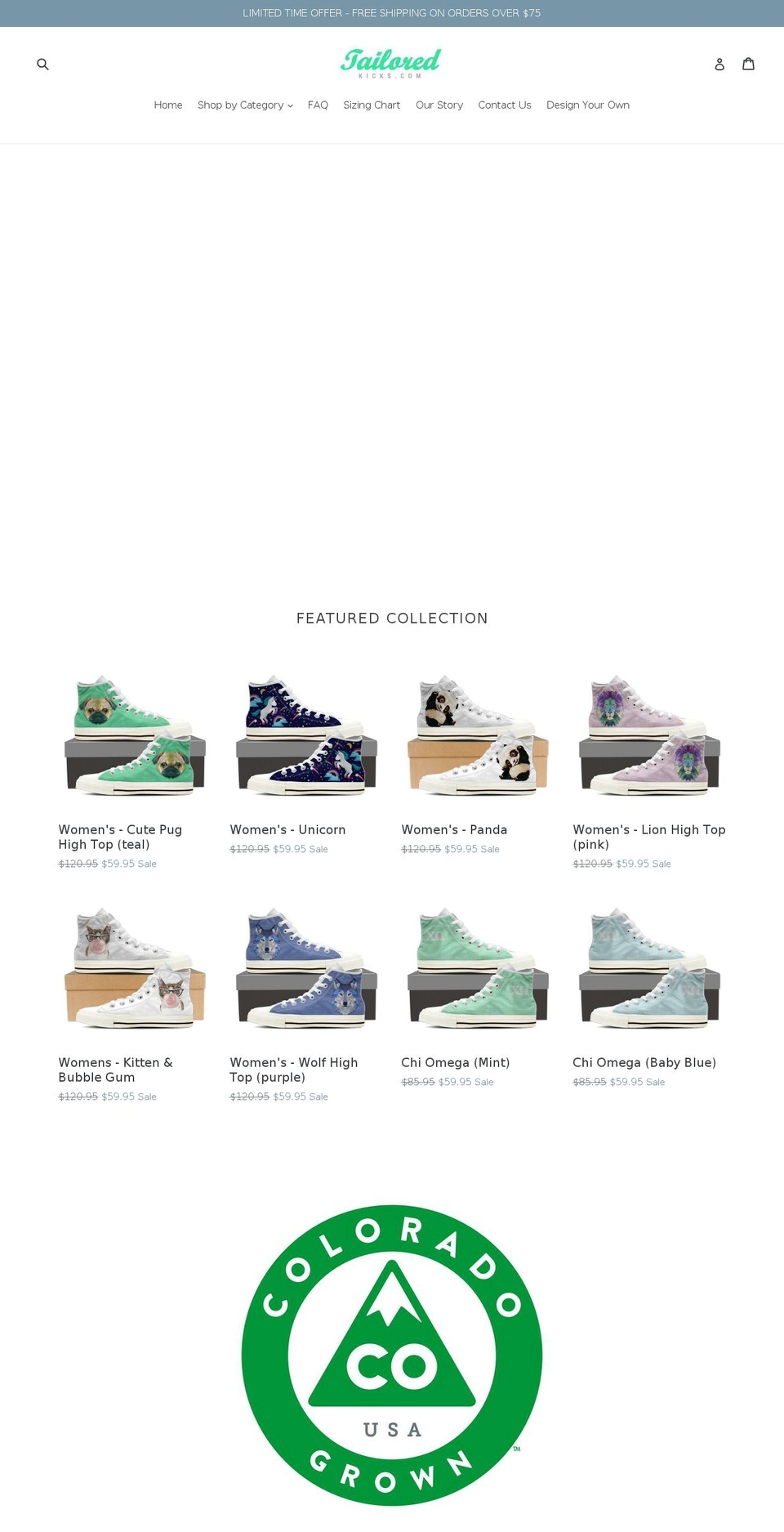 tailoredkicks.com shopify website screenshot