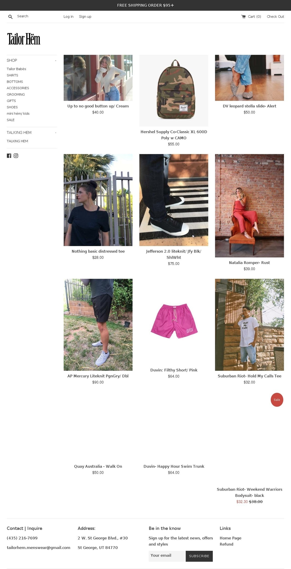 tailorhem.com shopify website screenshot
