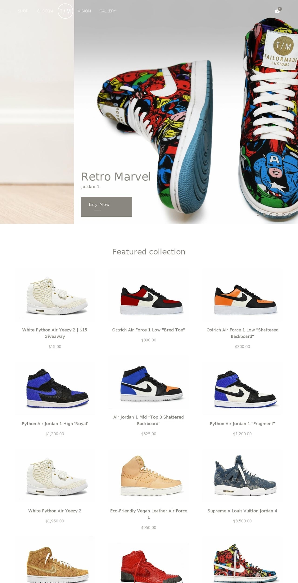 Tailor Shopify theme site example tailormadecustoms.com