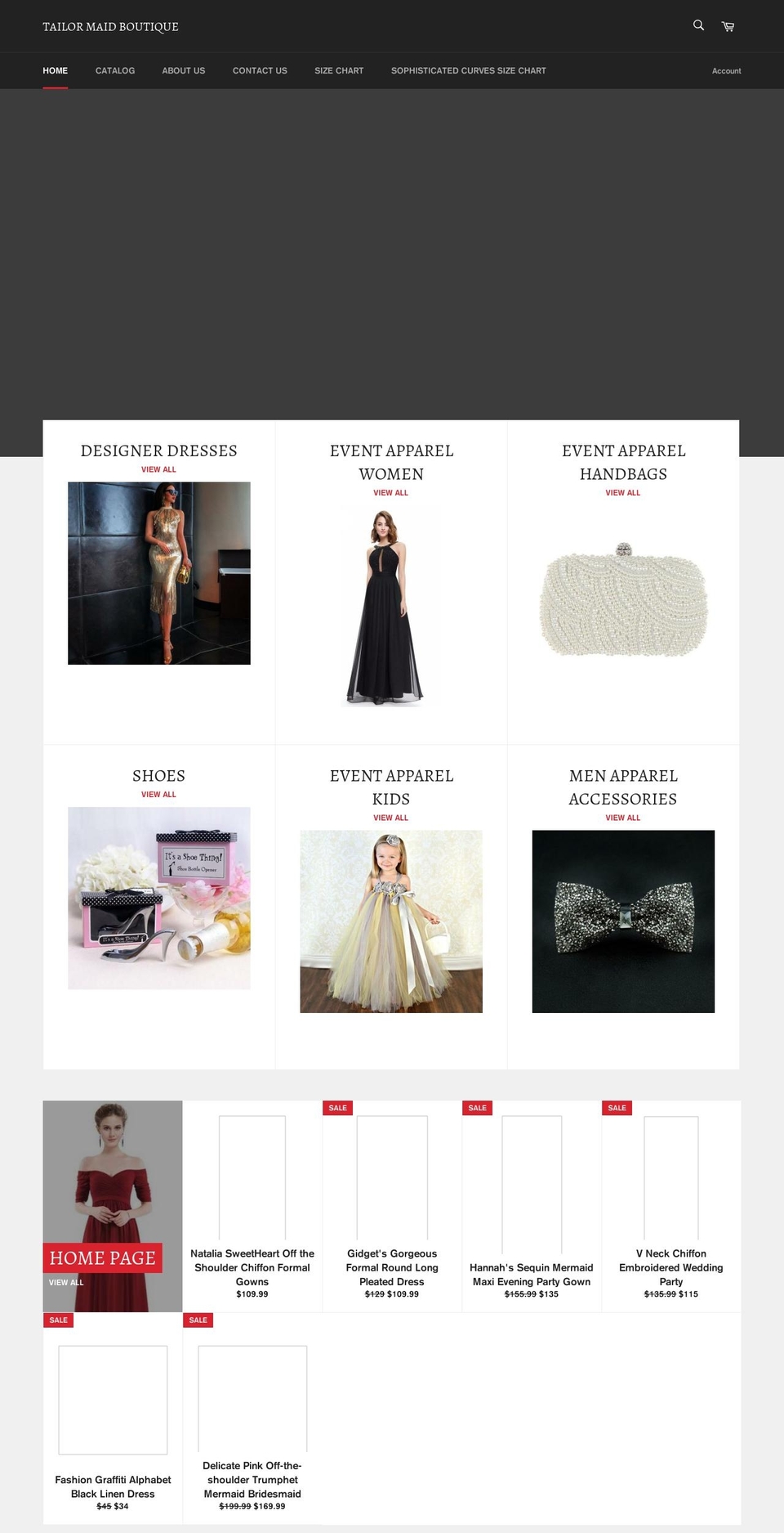 tailormaidboutique.com — Shopify storefront screenshot