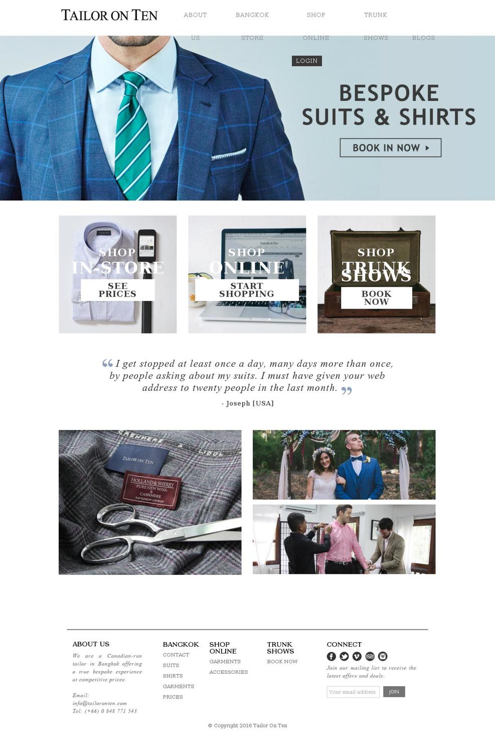 Tailor Shopify theme site example tailoronten.info