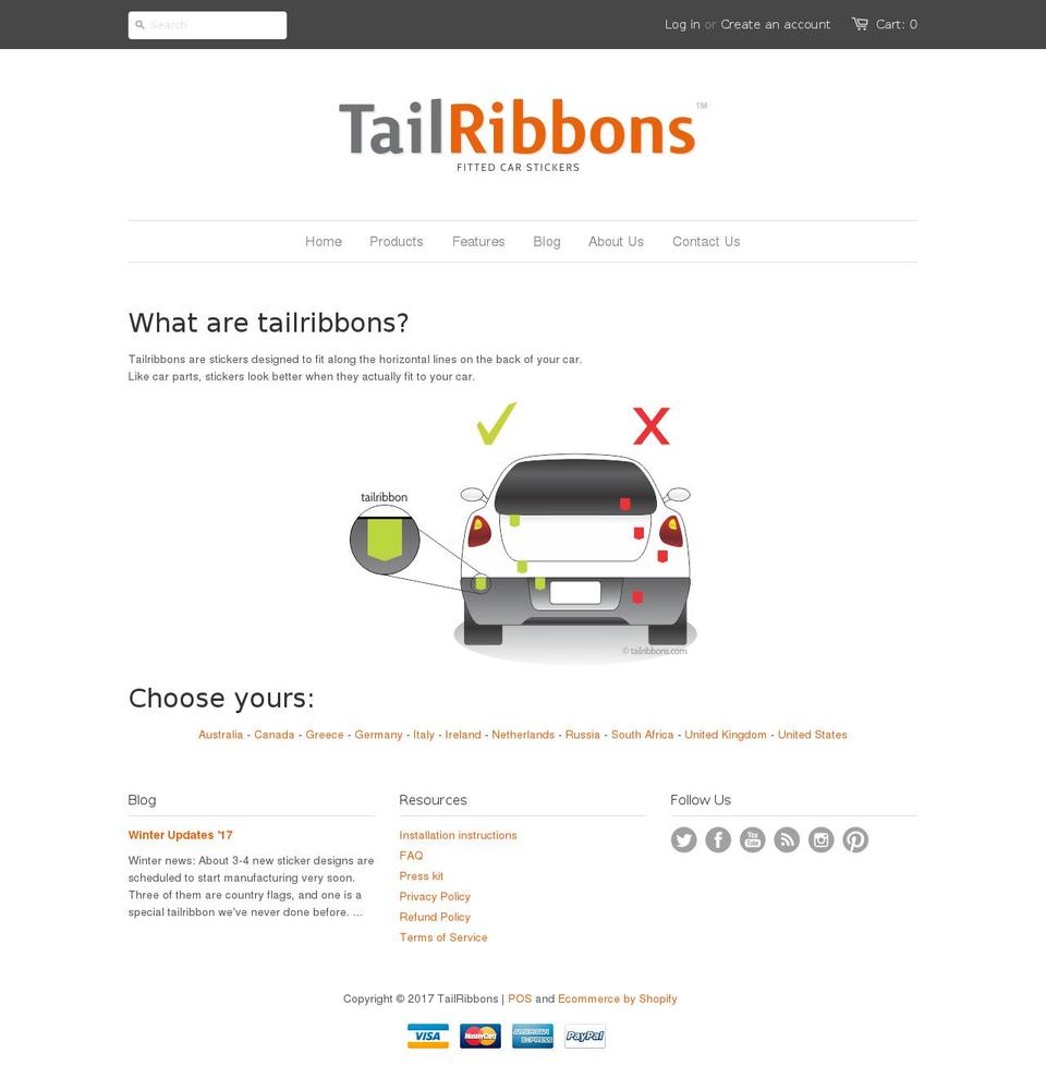 tailribbons.com shopify website screenshot
