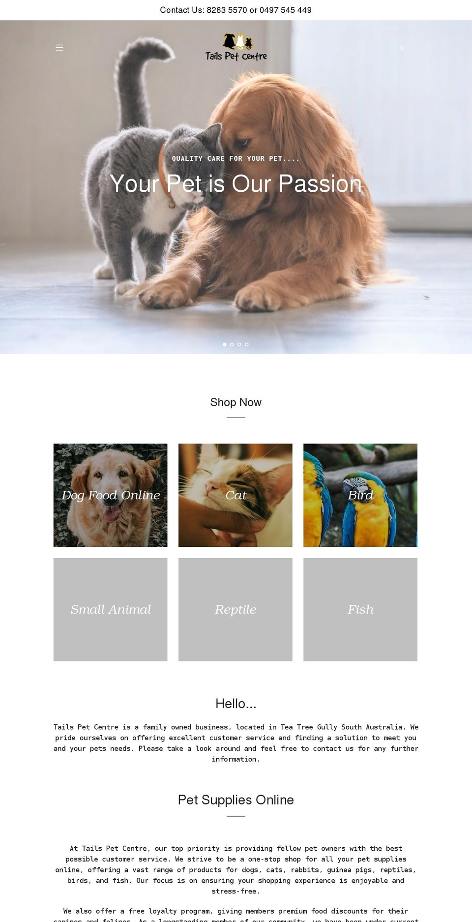 tailspetcentre.com.au shopify website screenshot