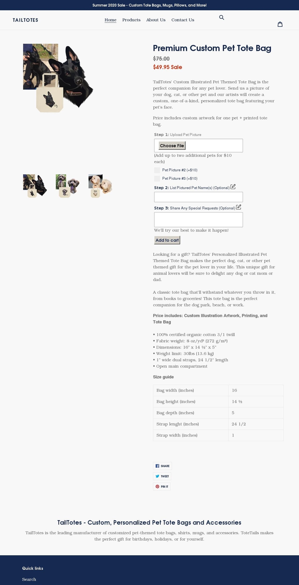 tailtotes.com shopify website screenshot