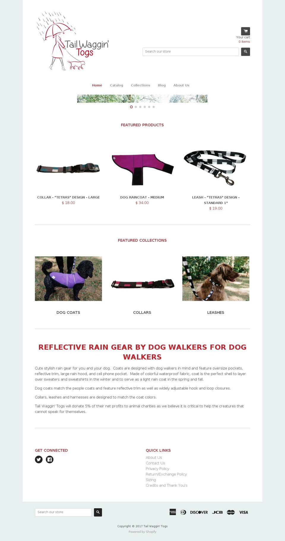 tailwaggintogs.net shopify website screenshot