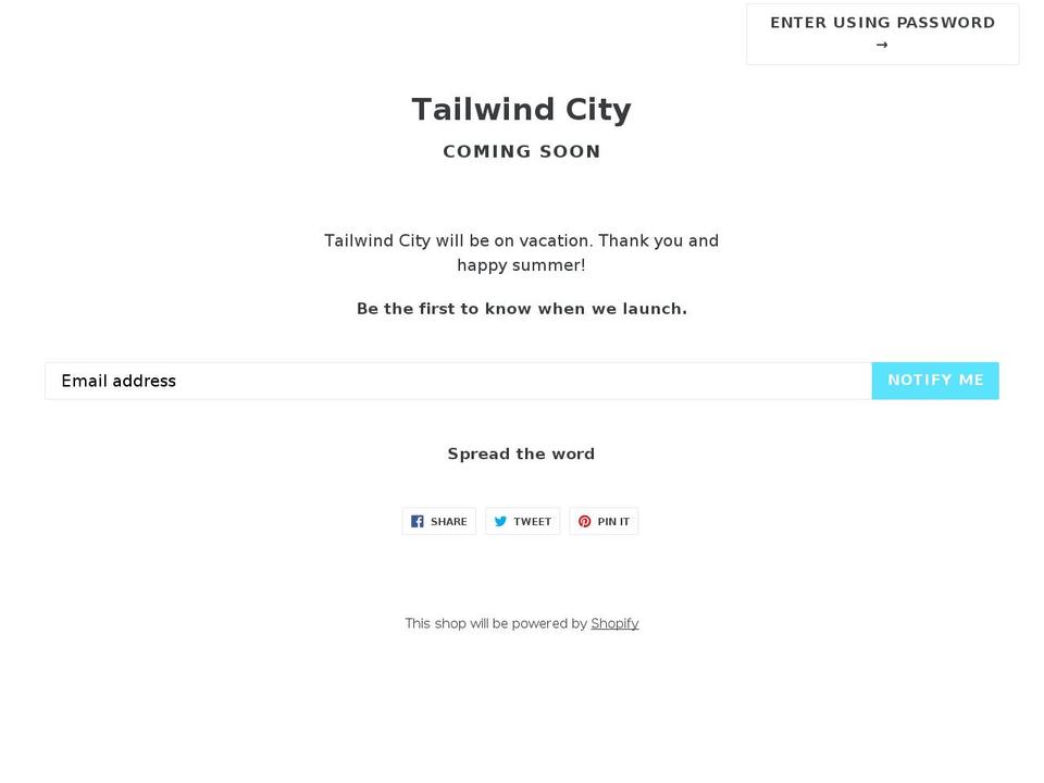 tailwind.city shopify website screenshot