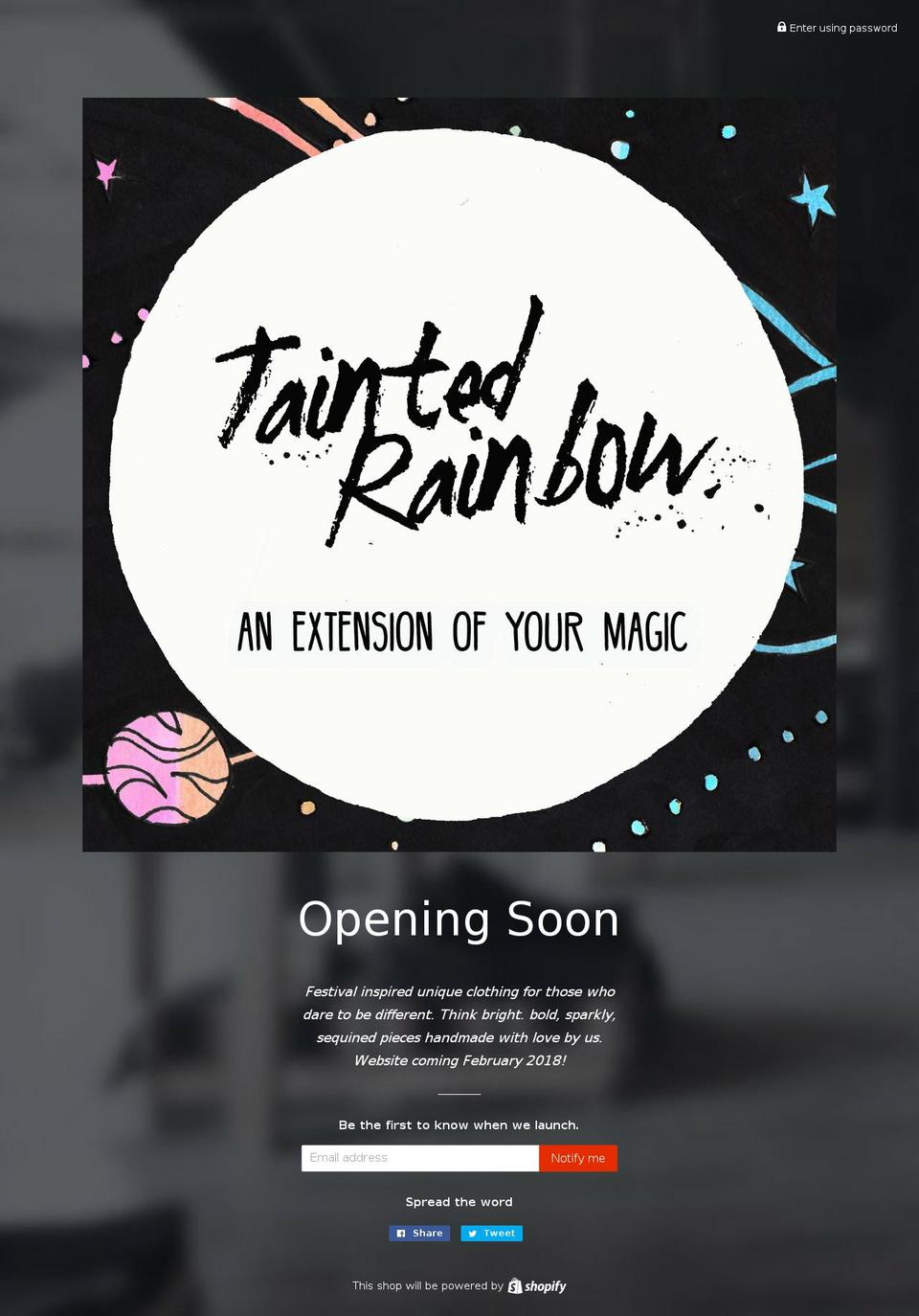 taintedrainbow.com shopify website screenshot