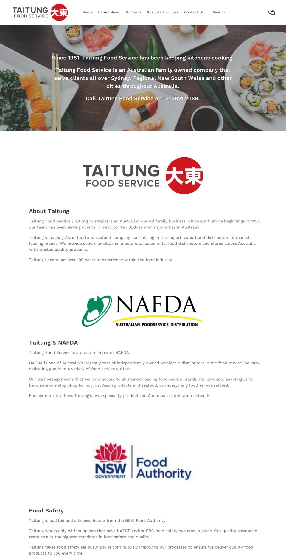 taitung.com.au shopify website screenshot