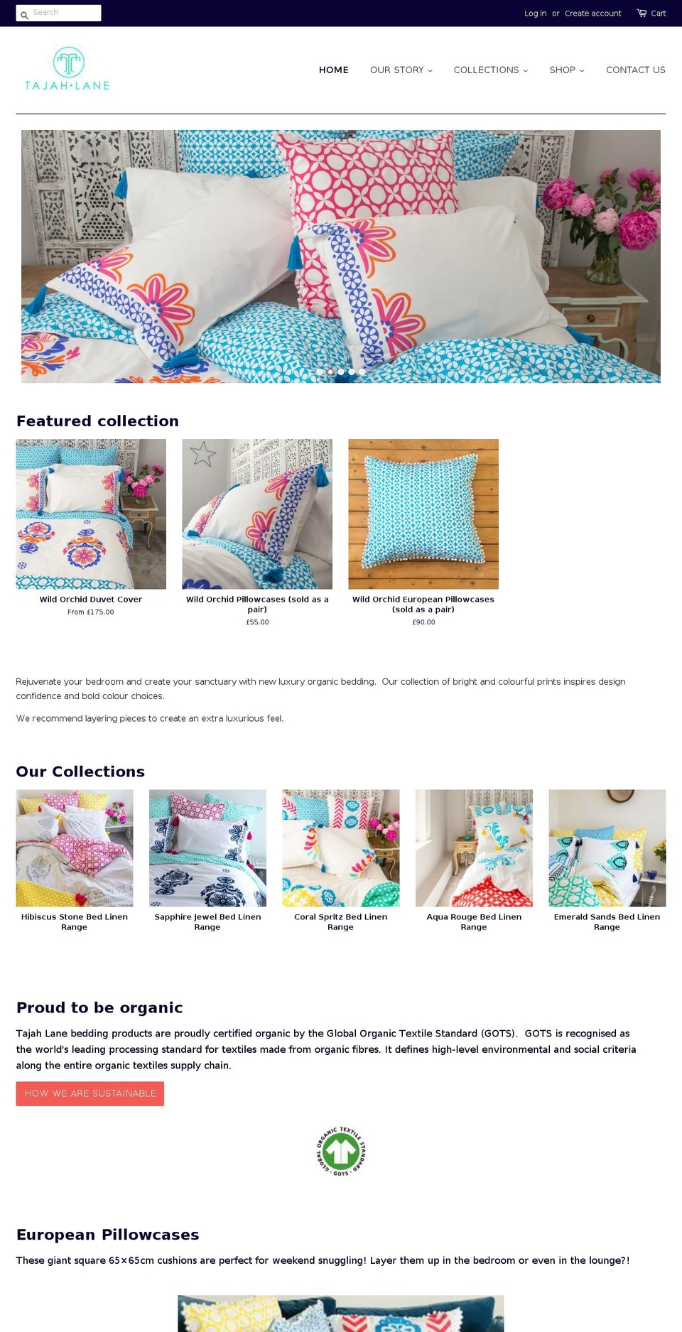 tajahlane.com shopify website screenshot