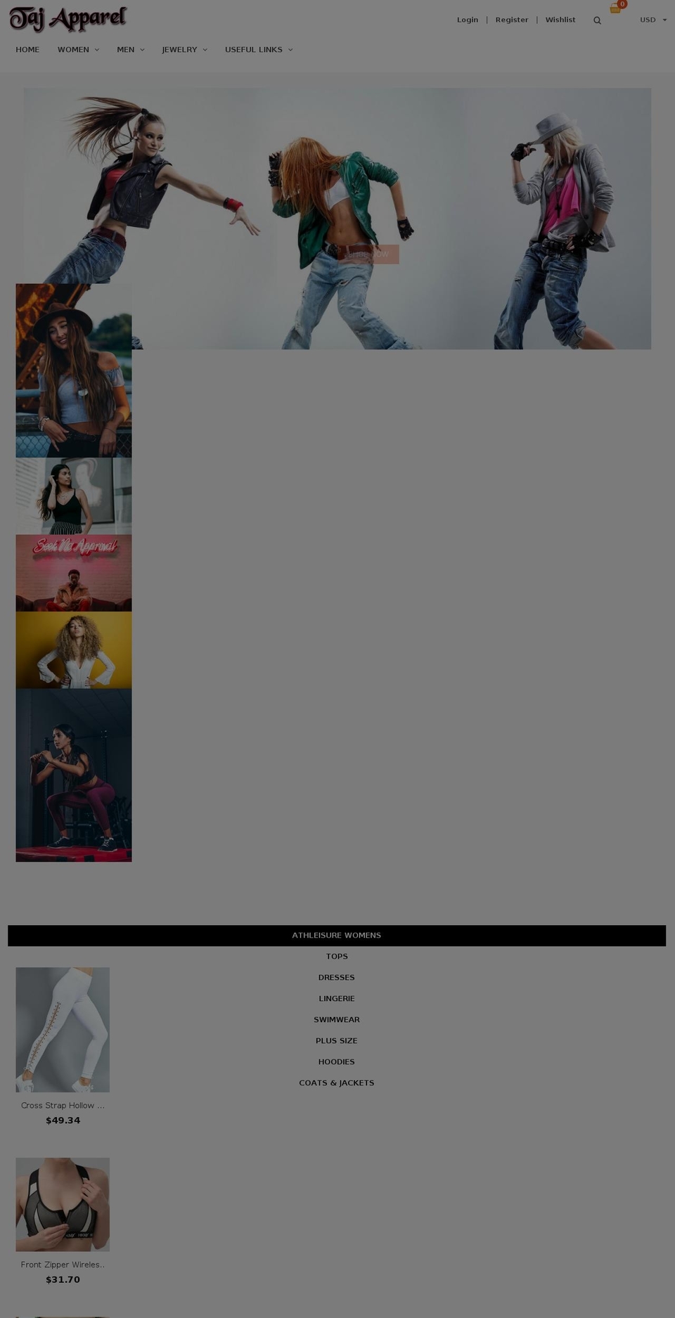 tajapparel.com — Shopify storefront screenshot