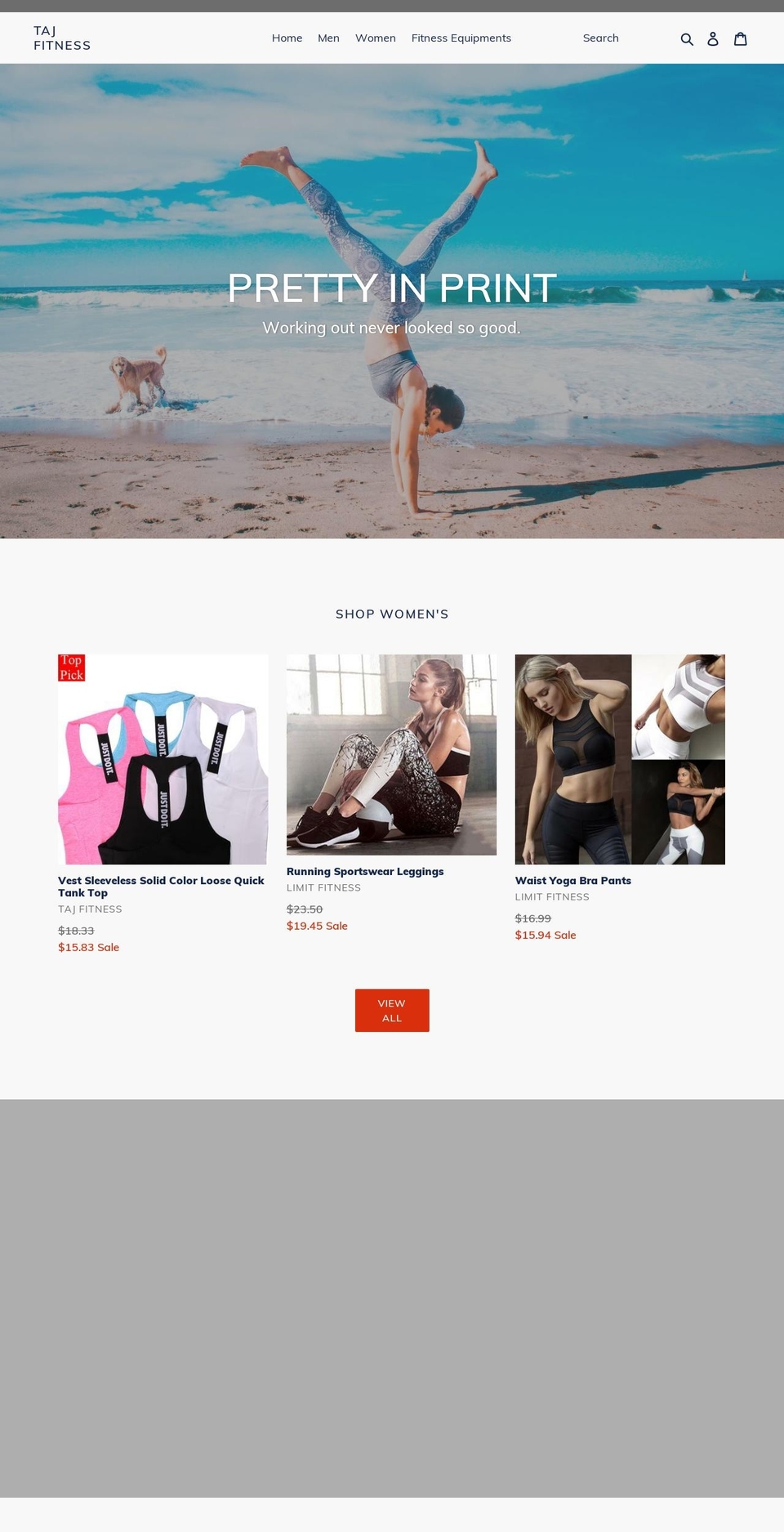 tajfitness.com shopify website screenshot