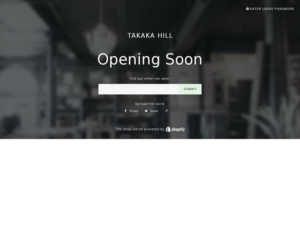 takakahill.com — Shopify storefront screenshot